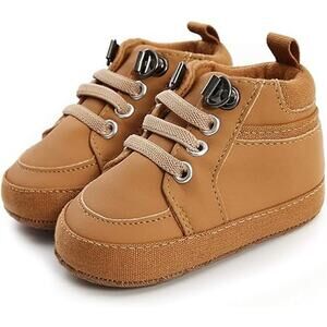 New Babelvit Baby Boy Size 6-12 Months Sneakers High Top Round Toe Canvas Shoes